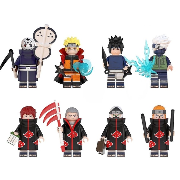 8st Anime Naruto Mini Action Figurleksak, set för festfavoriter, fanspresent Shaped E