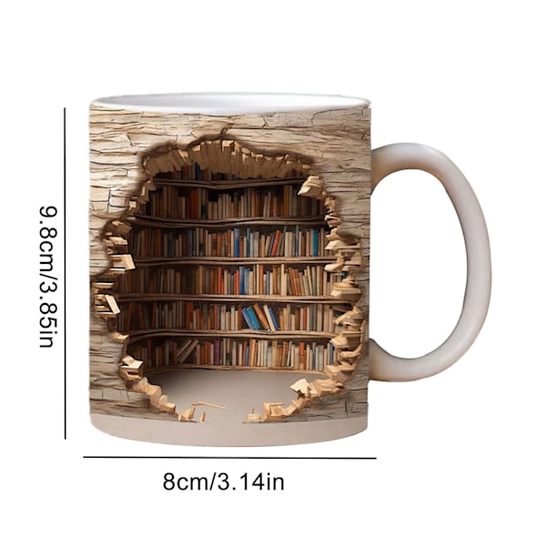 3D Bogreol Krus - Cool Fødselsdags- og Julegaver Til Ham Hende - Keramisk Kaffekrus
