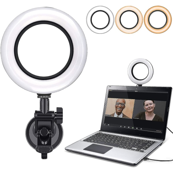 Videokonferencelyssæt, computer/laptop skærm Led videolys Dæmpbar ringlys