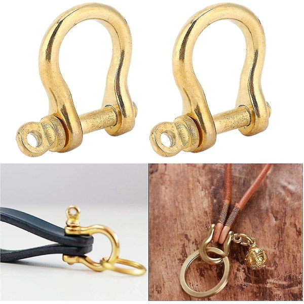 5 Set Ankar Shackle Ren Messing U Typ Kedjeshackle Skruvstift Bågshackle Nyckelringkrok Anslutande Spänne Guld,