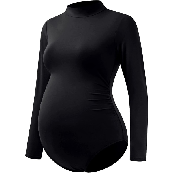 Maternity Shirt Mock Neck langærmet bodysuit til gravide fotoshoot one size.