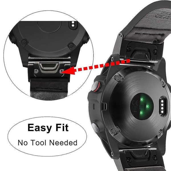Aidosta nahasta valmistettu watch ranneke nopeasti irrotettava ranneke Garmin Fenix ​​6/6x/6s Kitille Black Fenix6X