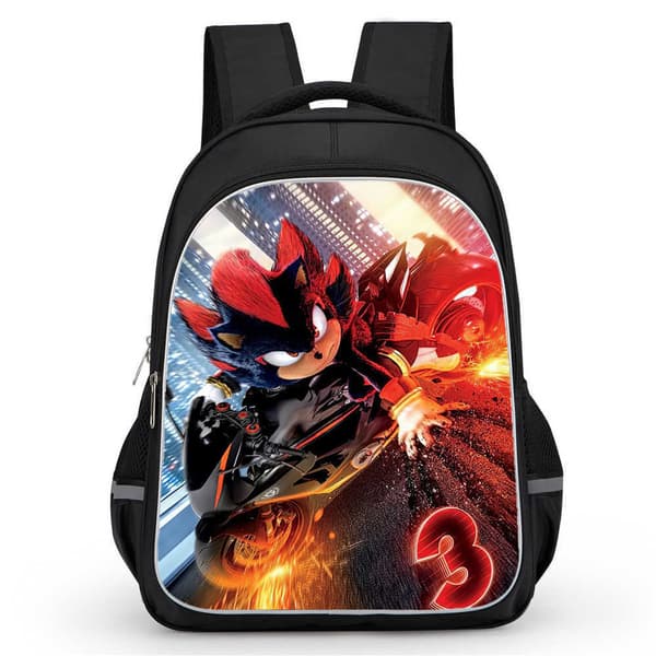 Cartoon Hedgehog Pattern Backpack for Primary School Students, Easy to Carry School Bag Sonic Black 24