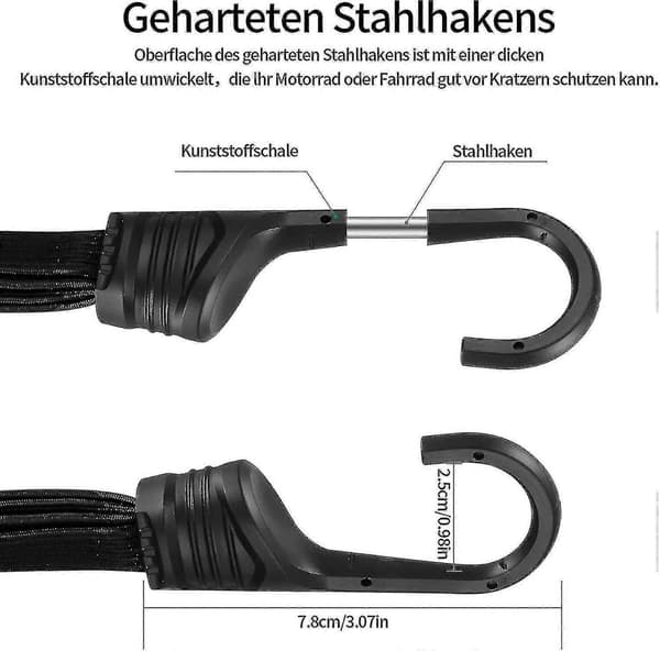 3 Spennestropper, Expander Med Kroker, Lastestropper Med Kroker, Korte