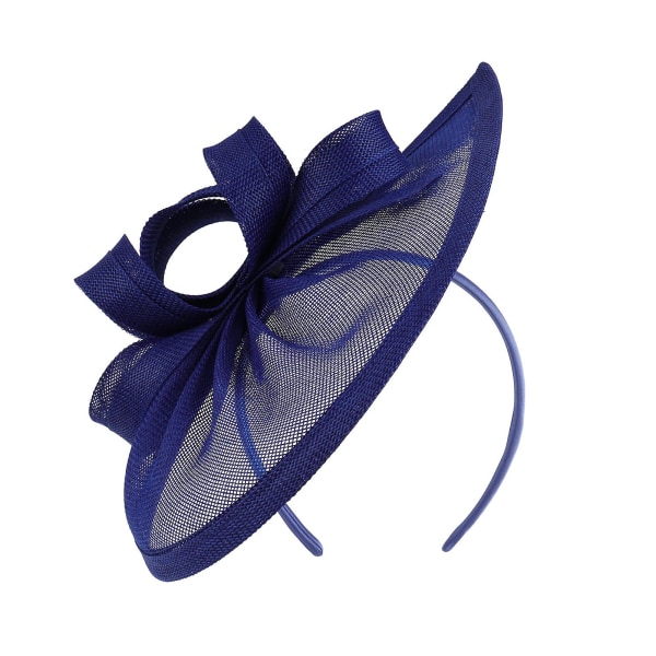 Sløjfedekoreret elegant fascinatorhat med hårbøjle, sød, nobel, dekorativ, anti-fald, retro, imitation hør, brudehat, hårtilbehør Royal Blue