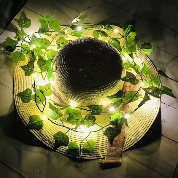 20 led batteridriven 2 m konstgjorda löv hängande kranslampor Murgröna dekorativa lampor
