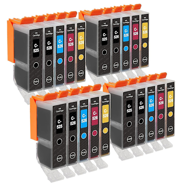 4 Set med 5 bläckpatroner för att ersätta Canon PGI-525 & CLI-526 Kompatibla/icke-OEM från Go Inks (20 bläckpatroner)