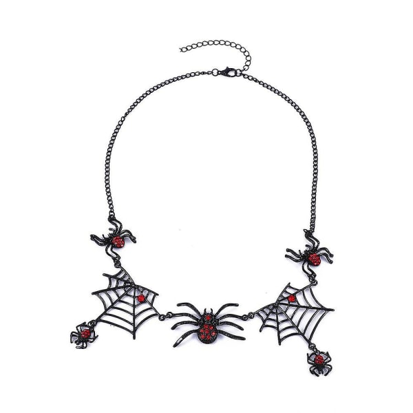 Personlig kort nyckelbenskedja Retro gotisk överdriven svart spindelnäthalsband Halloween-present