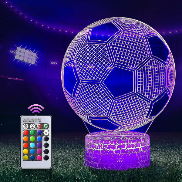 Jalkapallon yövalo, 3D-LED-optinen illuusiovalo lasten yövalo, jalkapalloilluusio yötehoste makuuhuoneen yöpöytä