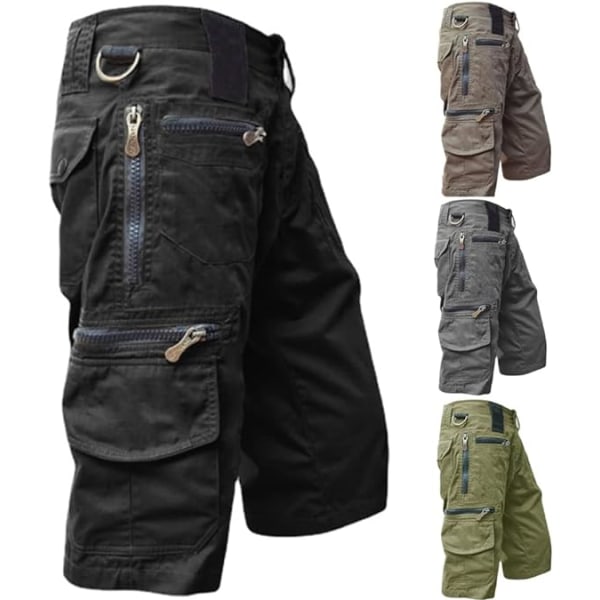 Herrshorts Casual Loose Sports Joggers Slim Fit Militär Sportshorts Bermudas Cargo Mountain Baggy Byxor Multi Fickor svart black M