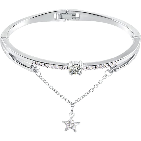 Ædelsten Stjernemønster Syntetisk Crystal Diamond Bangle Armbånd, Kvinder Åbning