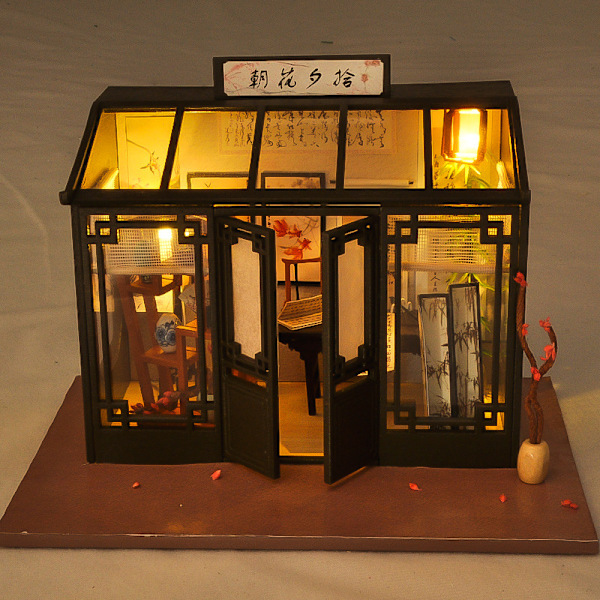 DIY handgjord stuga Japansk sushi restaurang byggmodell miniatyrleksak bygg hus födelsedagspresent flicka