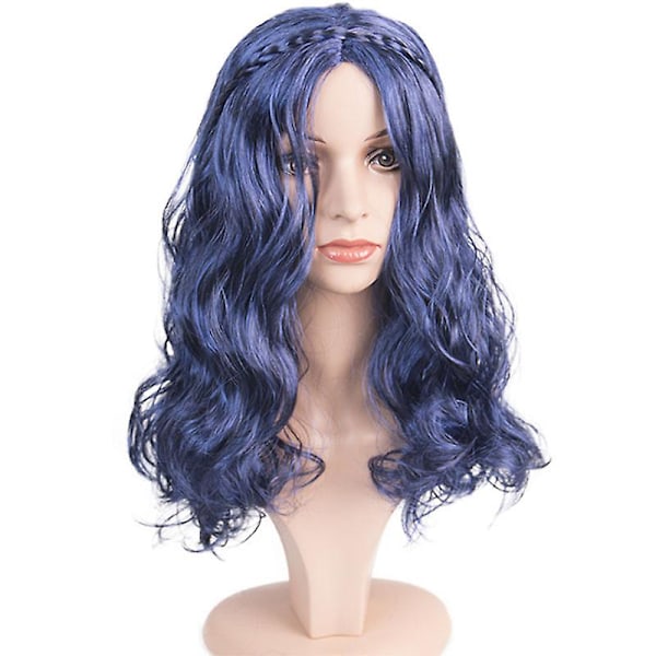 Women Girls Descendants 2 Evie Cosplay Party Long Curly Wavy Wig Artificial Hairpiece Wigs