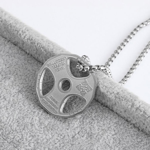 Dumbbell Chain Par Halskæde Fitness Gym Halskæde Sports Smykker Til Mænd Drenge Steel color
