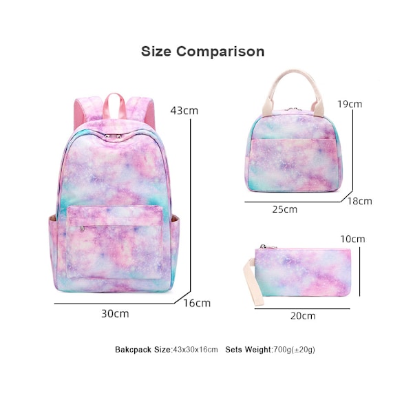 Stitch-reppu opiskelijoille ja teineille, 3 osaa: lounaskassi, värikäs matkalaukku ja reppu A