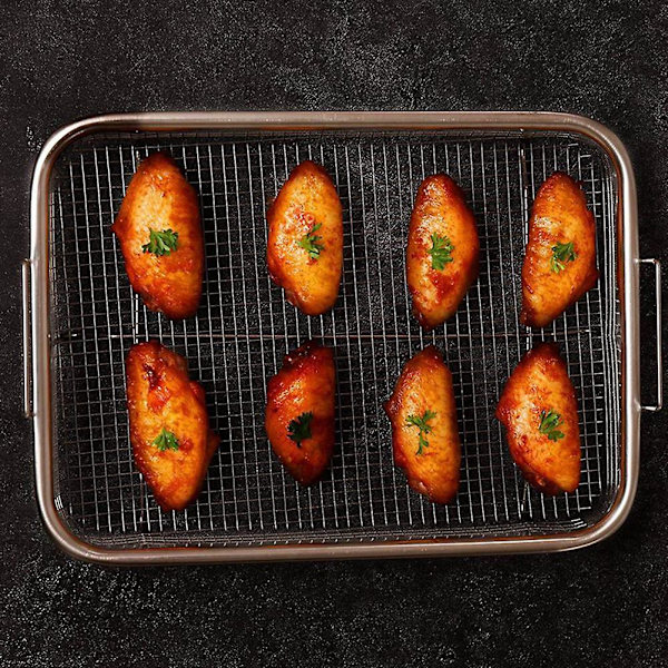 1 st fritöskorg för ugn, grillkorg i rostfritt stål, non-stick nätkorg, fritösbricka tråd Ra Silver