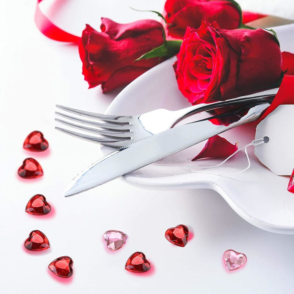 200 stykker Akrylrødt hjerte til Valentinsdagen, Bryllupshjertespredningsborddekorasjon, Akrylhjerte til vasefyll, 0,5 tommer (200 stykker, rød, P
