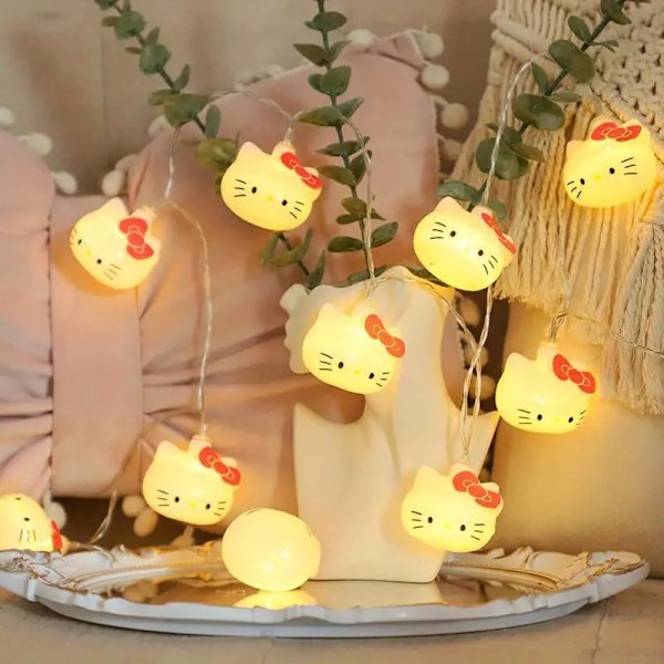 LED-ljusslinga för sovsal, kanelhund, panda, katt, färgglada blinkande lampor, sovrumsatmosfär A