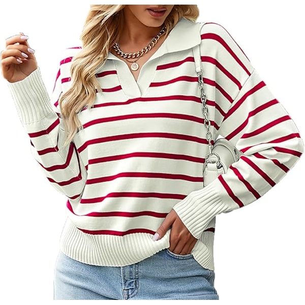 Women Cardigan Sweatshirt Jumper Striped Long Sleeve Autumn Winter Streetwear