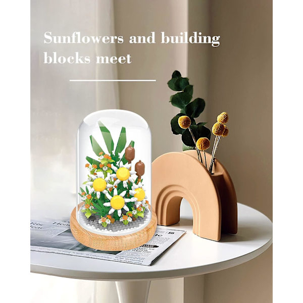 Mini Byggklossar Blommor Byggleksaker Mikro Bygg Diy Byggklossar För Tonåringar Och Vuxna Födelsedagspresent Dammsäker Kupol Ingår (tusensköna)