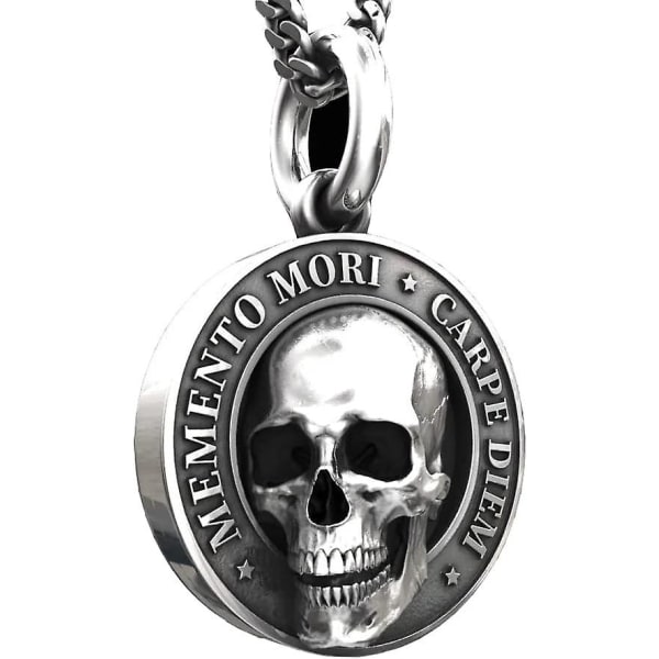 Memento Mori Halskæde Carpe Diem Vedhæng 3D Kranie Halskæde til Mænd Mori 400-års Fødselsdag Special Mindehalskæde