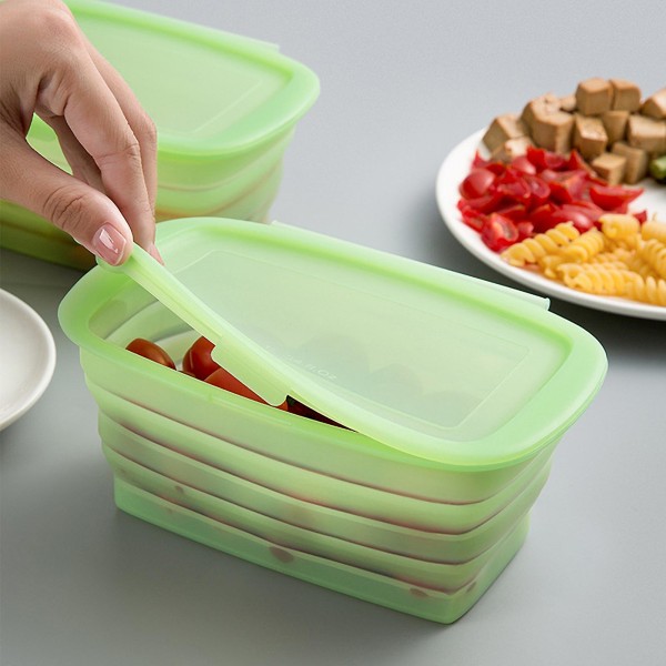 1L Food Container with Lid Good Sealing Heat-proof Cold Resistant Foldable Fruit Vegetable Food Organizer Kitchen Gadget Tianyuhe