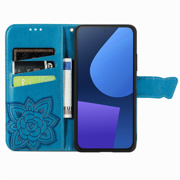 Sommerfugleblomst Læderetui til Fairphone 5 Blue