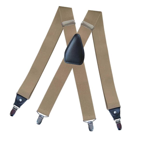 Herreseler Elastiske Stropper Solid Kraftig 4 Klips Justerbar Unisex Sort Beige