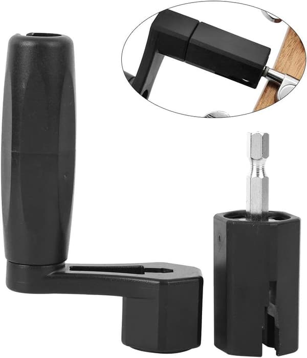 Guitar Tuning Peg Winder, Guitar Peg Winder Drill Bit, 2 I 1 Guitar String Winder Sort Abs Bro Pin Peg Puller Skruetrækker Drill Bit