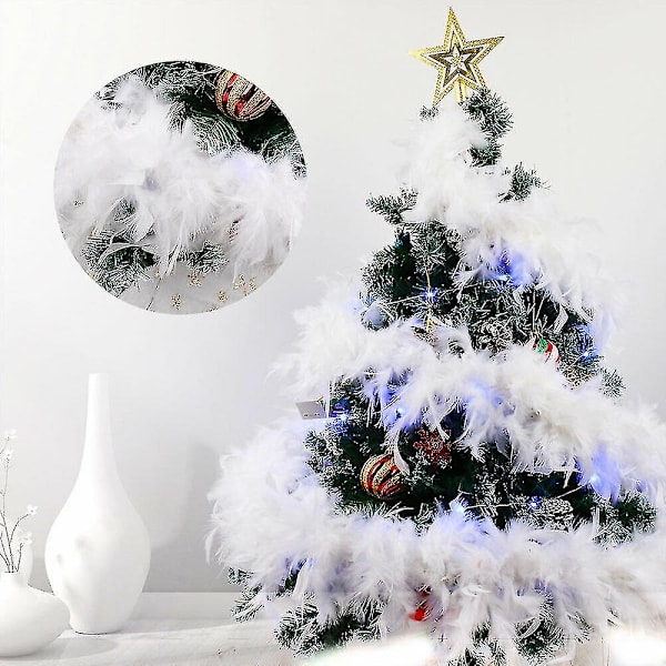 Jul Træ Hvid Fjer Boa Strimmel Jul Bånd Fest Girlande Dekoration 2m Zszjbv53