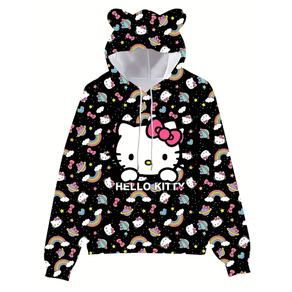 Hoodies med tecknad film, avslappnad stickad tröja med fickor, vuxna långärmade hoodies, lämpliga för gåvor och samlingar G black M