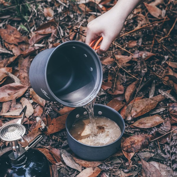 Sammenklappeligt kogegrejssæt Camping kogegrejssæt inklusive gryde og skål, egnet til en person Vandring Ultralet 195g