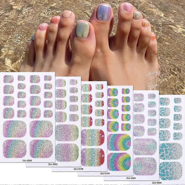 Regnbuegradient tåneglklistremerker selvklebende vannavstøtende glitrende style 4