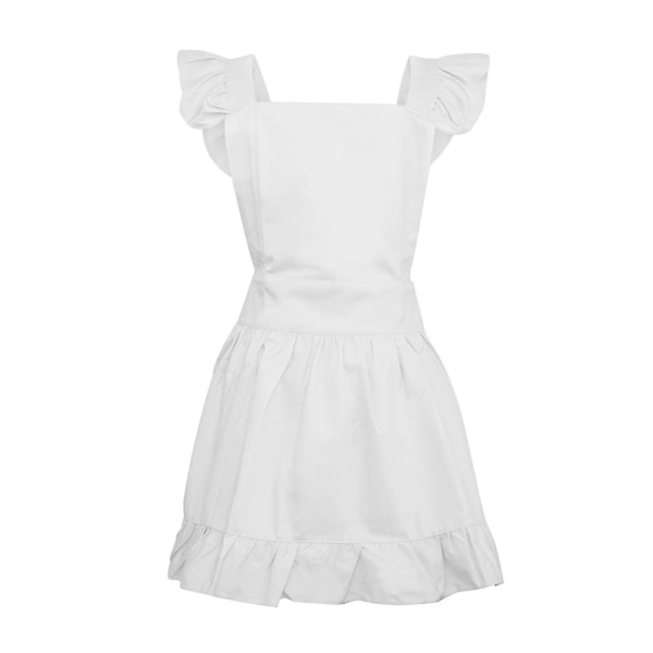 Retro volangförkläde Tjusigt sött vitt förkläde för kök Matlagning Bakning Städpiga Kostym - 2023 L