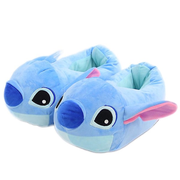 Blå Stitch Vintertøfler Sjove Indendørs Unisex Voksne Fyldte Plys Sko