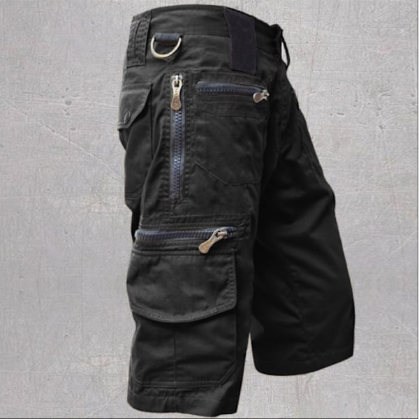 Herrshorts Casual Loose Sports Joggers Slim Fit Militär Sportshorts Bermudas Cargo Mountain Baggy Byxor Multi Fickor svart black XS