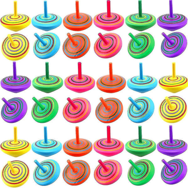 30 stykker fargerike treleker malte spinnere Pedagogiske leker for barn (q)