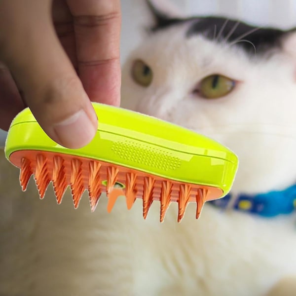 Cat Steamy Brush, 2024 Cat höyryharja hiustenpuhdistusaineeseen, kissan harja höyryllä, 3-in-1 höyryharja kissoille, itsepuhdistuva höyryinen kissanharja
