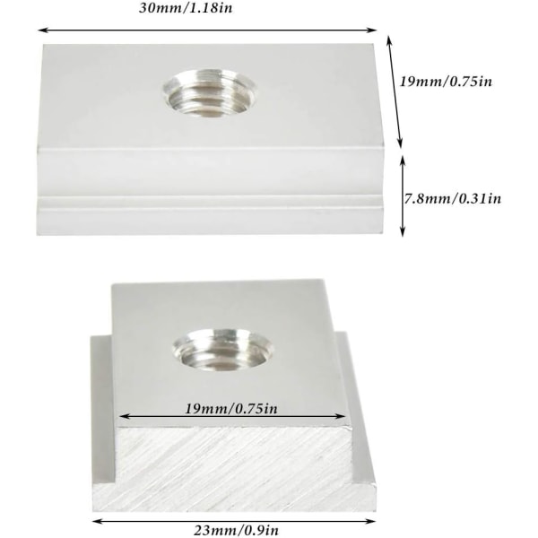 10 stk 30x23mm M8 T-mutter, glidemutter, aluminiumlegering spor T-mutter gjengede glidemuttere snekkerverktøy for trebearbeiding sporfestemidler