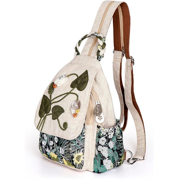 Tytön vaihdettava olkalaukku, käsintehty artesaanireppu, kaunis kangas Premium Casual Day Pack naisille