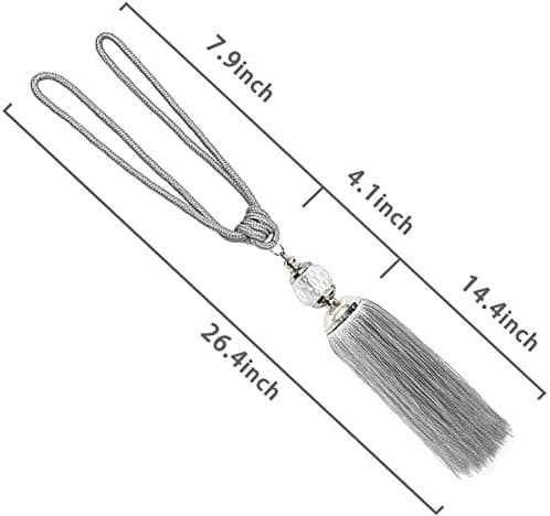 Curtain Tiebacks, Gold Crystal Tassel Curtain Tieback Hook, Decorative Curtain Fastener, Suitable for Office, 2 Pack Black