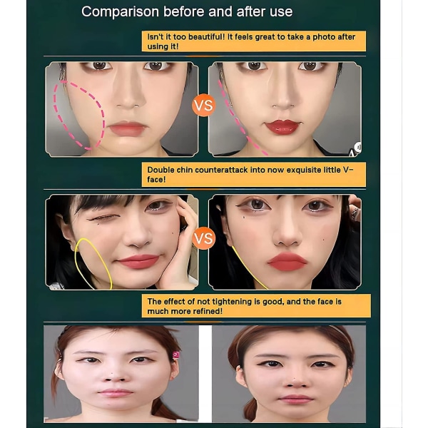 Skönhetsskulpterande sovmask, återanvändbar V-linjeformande mask, V-linje lyftande mask ansiktssmalnande rem - Dubbelhaka reducerare-XinHan 2Pcs