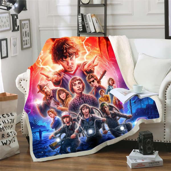 Stranger Things 3D-printet ullteppe, flanell, 70*100 8