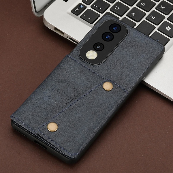 Phone case Honor 90 korttipidike Kickstand pudotuksenkestävä pu-nahkapäällysteinen TPU- cover Blue