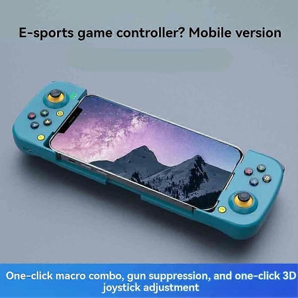 D3 Strækbart Mobilspil Controller 3D Joystick Bluetooth 5.0 Trådløs Gamepad til IPhone IOS Android til PUBG B Blue