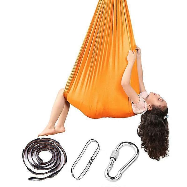 Elastisk Yoga Hängmatta Gunga för Barn Sensorisk Terapi Snuggle Gunga Mys Autism Orange 280x150CM