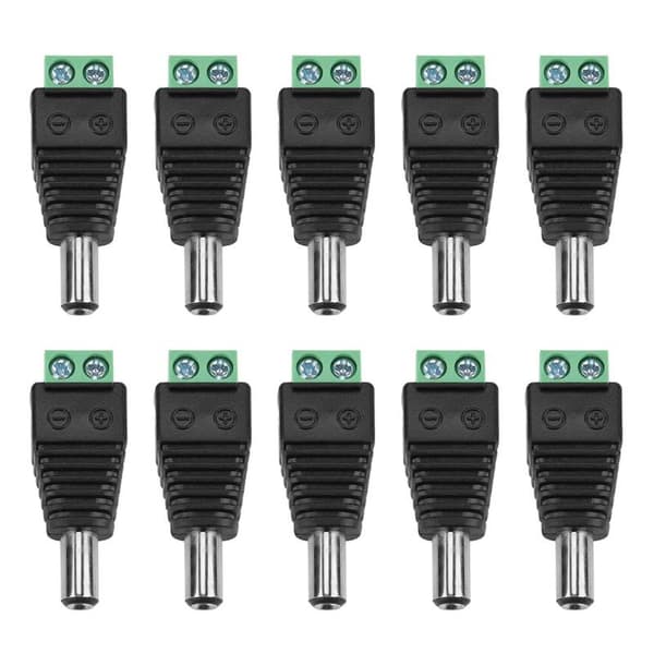 10 stk. DC Strøm Hanstik Terminal Adapter Konnektor til CCTV Kamera 5.5*2.1mm