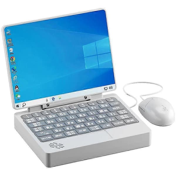 Interaktiv lærings-laptop-legetøj til børn til tidlig uddannelse, mini-notebook hvid