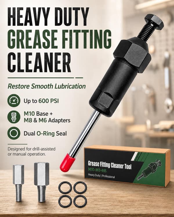 Kraftig smøreniplerenser 600 PSI M6 M8 M10 adaptere Long-B#