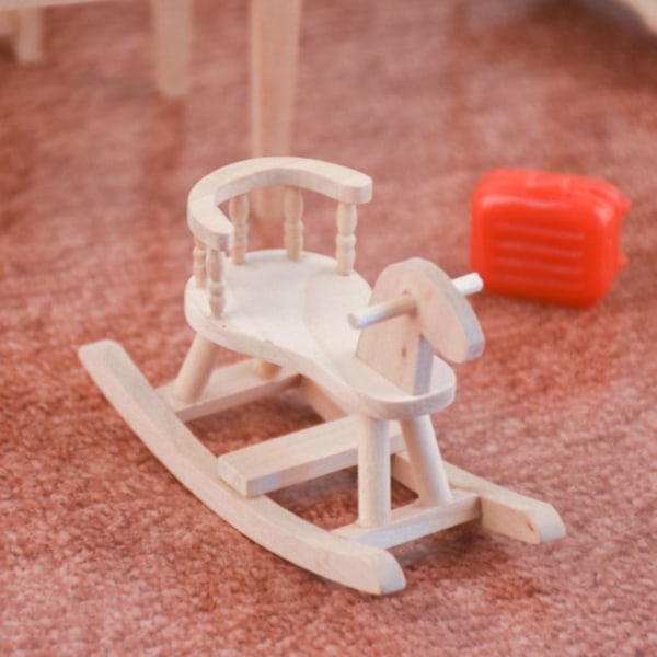 Gyngestole til børn Små træmøbler Miniaturestolsfigurer Mini træstole træpynt